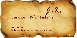 Janczer Kálmán névjegykártya